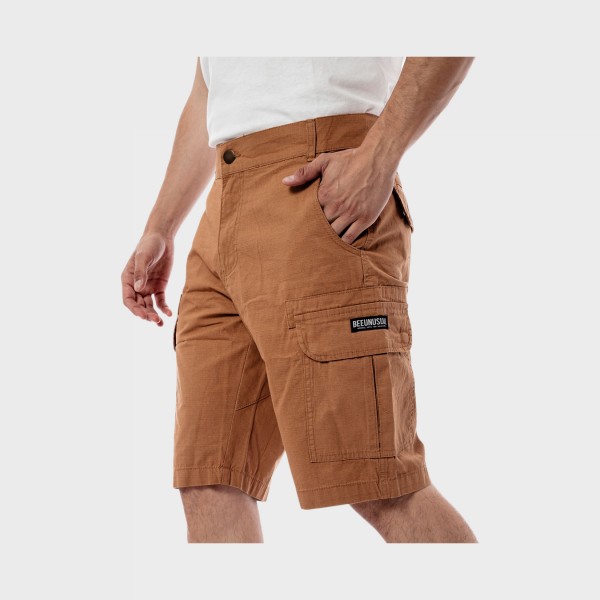 Bee Unususal Ripstop Cargo Pockets Relaxed Fit Ανδρικη Βερμουδα Καφε