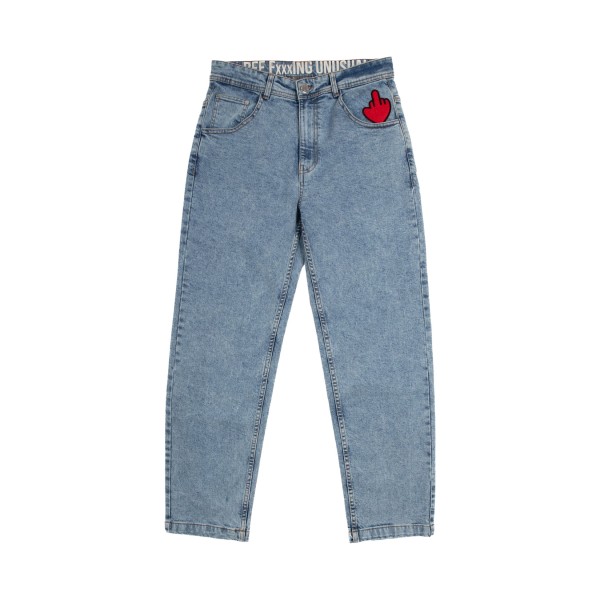 Bee Unusual Feel Good Baggy Denim Unisex Παντελονι Τζιν Μπλε