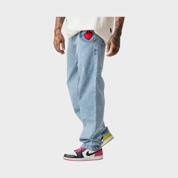 Bee Unusual Feel Good Baggy Denim Unisex Παντελονι Τζιν Μπλε