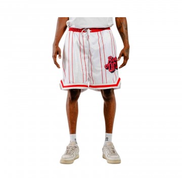 Bee Unususal Retro Baketball Stripes Ανδρικη Βερμουδα Λευκη - Κοκκινο