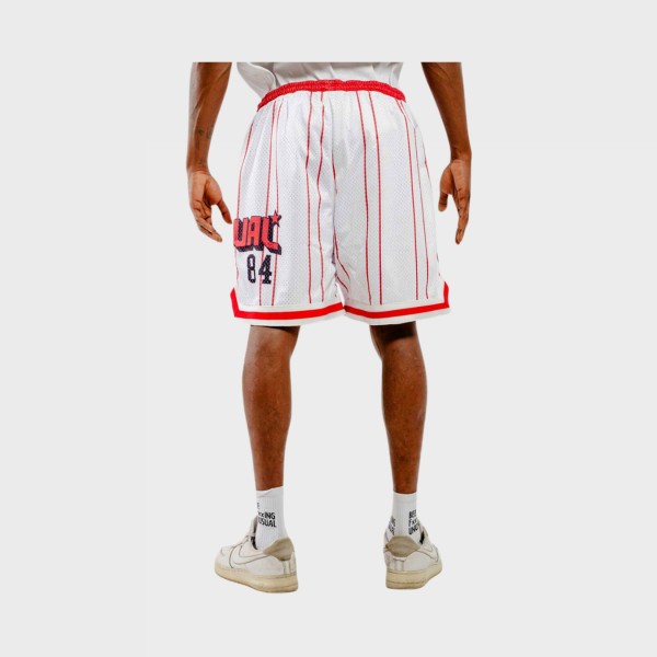 Bee Unususal Retro Baketball Stripes Ανδρικη Βερμουδα Λευκη - Κοκκινο