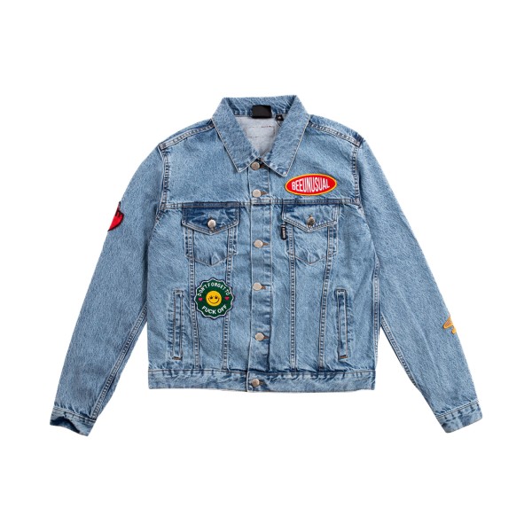 Bee Unusual Fell Good Patchwork Denim Unisex Τζιν Μπουφαν Μπλε