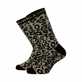 Bee Unusual Street Rebel Leopard Unisex Καλτσες Μαυρο - Μπεζ