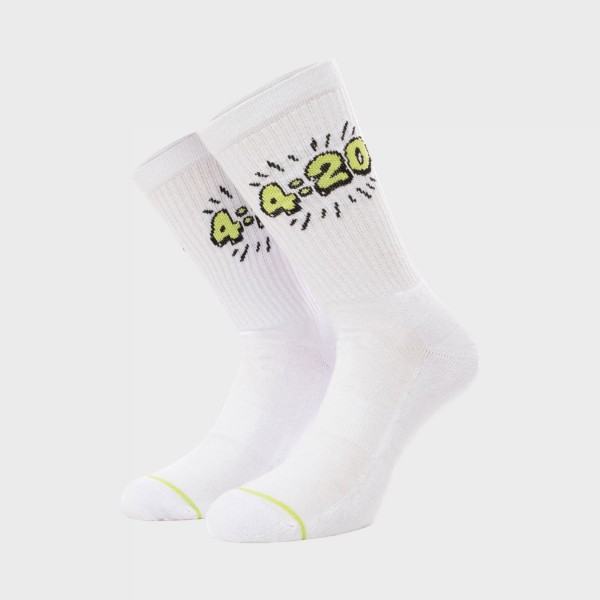 Bee Unusual 420 Logo High Unisex Καλτσες Λευκες