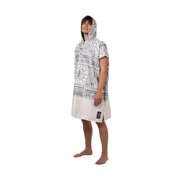 Bee Unusual AOP Print Hooded Poncho Θαλασσης Unisex 10x40x100cm Εκρου - Γκρι