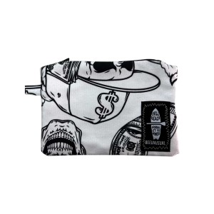 Bee Unusual Trust No Love 25 x 17cm Unisex Τσαντα Χειρος Λευκο - Μαυρο
