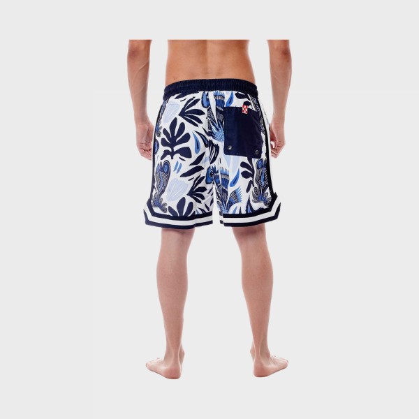 Bee Unusual Aboriginals Board Shorts AOP Ανδρικο Μαγιο Λευκο - Μπλε