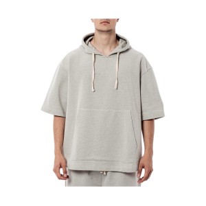 Bee Unusual Short Sleeve Hooded Relaxed Ανδρικη Μπλουζα Μπεζ 