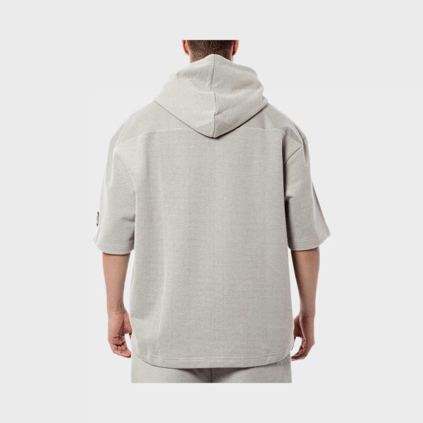 Bee Unusual Short Sleeve Hooded Relaxed Ανδρικη Μπλουζα Μπεζ 