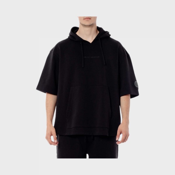 Bee Unusual Short Sleeve Hooded Relaxed Ανδρικη Μπλουζα Μαυρη