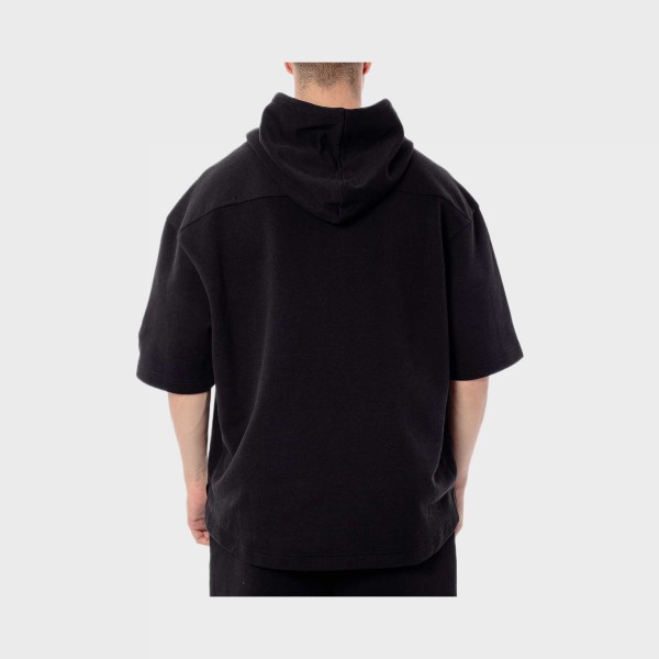 Bee Unusual Short Sleeve Hooded Relaxed Ανδρικη Μπλουζα Μαυρη