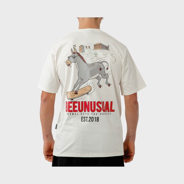 Bee Unusual Break Free Graphic Back Donkey Relaxed Fit Ανδρικη Μπλουζα Λευκη