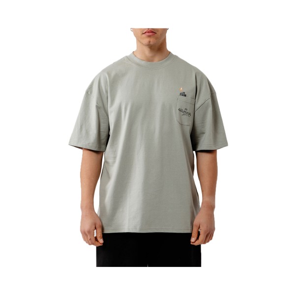Bee Unususal God Smokes Back Graphic Oversized Ανδρικη Μπλουζα Γκρι