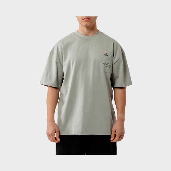 Bee Unususal God Smokes Back Graphic Oversized Ανδρικη Μπλουζα Γκρι
