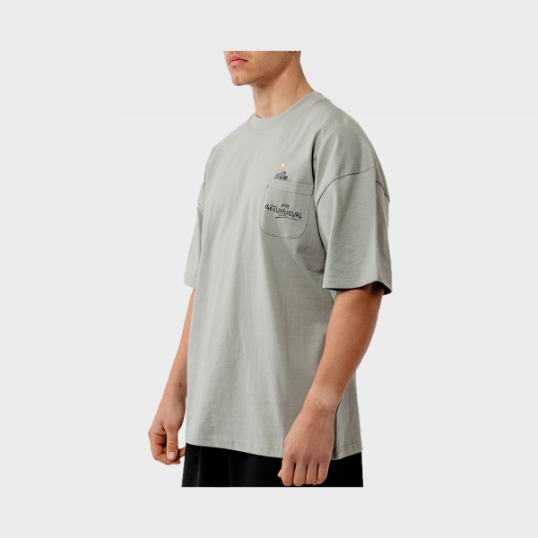Bee Unususal God Smokes Back Graphic Oversized Ανδρικη Μπλουζα Γκρι