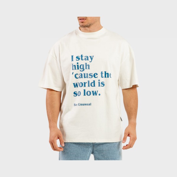 Bee Unusual Stay High Kite Graphic Back Oversized Ανδρικη Μπλουζα Ιβουαρ