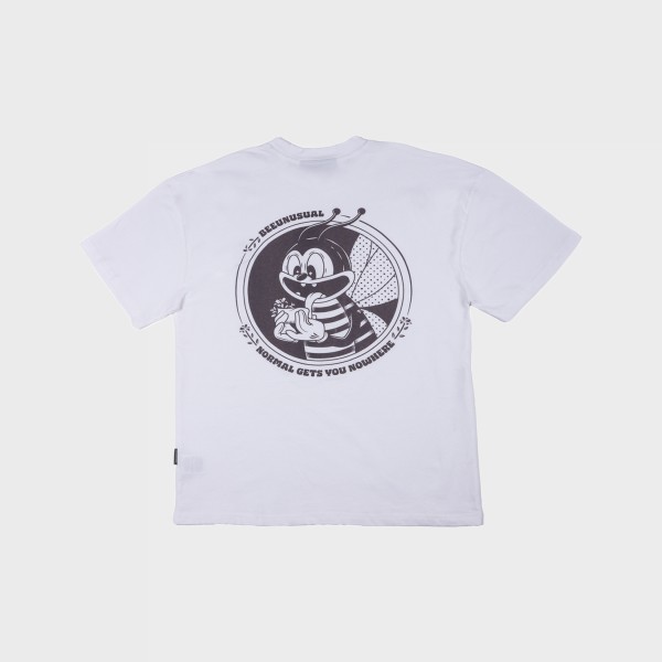 Bee Unususal High Flower Oversized Graphic Ανδρικη Μπλουζα Λευκη