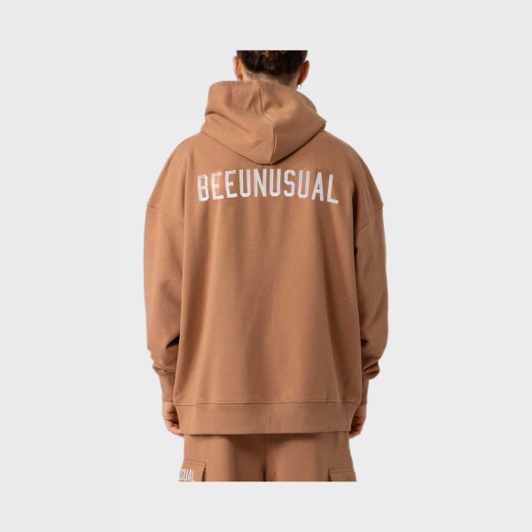 Bee Unusual Embroidered Logo Relaxed FT Hooded Ανδρικο Φουτερ Καφε