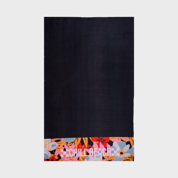 BeeUnusual Tinos Floral 100x150 Lightweight Unisex Πετσετα Μαυρο - Πολυχρωμο