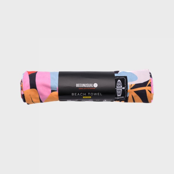 BeeUnusual Tinos Floral 100x150 Lightweight Unisex Πετσετα Μαυρο - Πολυχρωμο