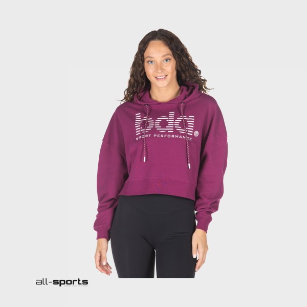 Body Action Oversized Cropped Hooded Γυναικειο Φουτερ Μωβ