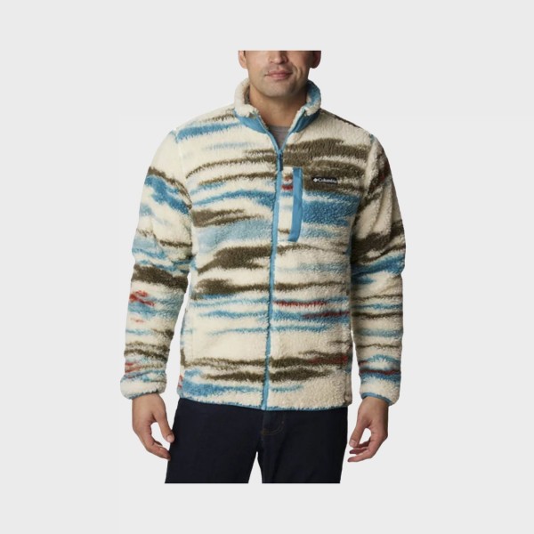 Columbia Winter Pass Printed Fleece Ανδρικη Ζακετα Λευκο - Πολυχρωμο