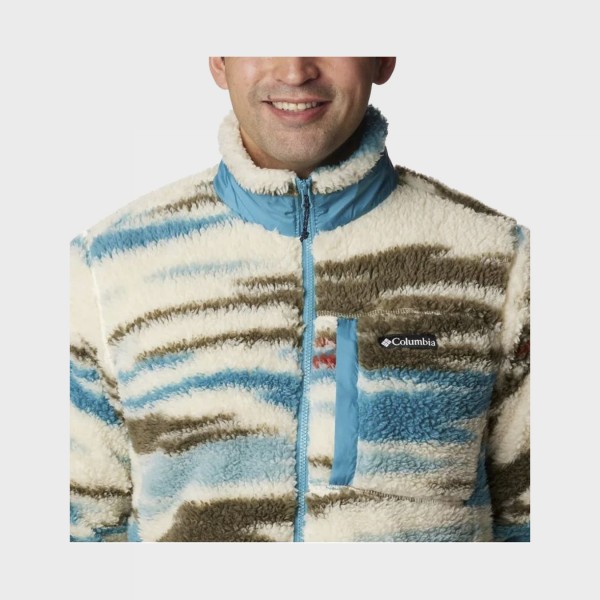 Columbia Winter Pass Printed Fleece Ανδρικη Ζακετα Λευκο - Πολυχρωμο