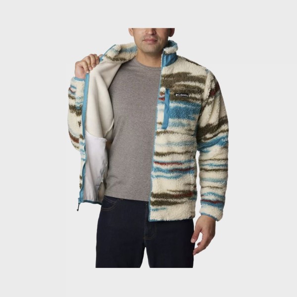 Columbia Winter Pass Printed Fleece Ανδρικη Ζακετα Λευκο - Πολυχρωμο