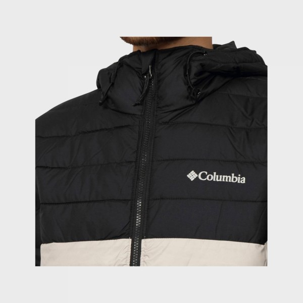 Columbia Powder Lite Omni Heat Hooded Ανδρικο Μπουφαν Μπεζ - Μαυρο