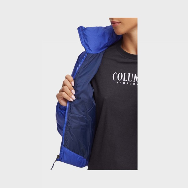 Columbia Puffect Long Neck Crop Καπιτονε Γυναικειο Μπουφαν Μπλε