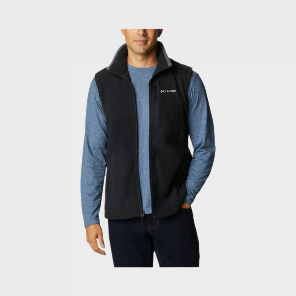 Columbia Fast Trek Fleece Logo Ανδρικο Γιλεκο Μαυρο