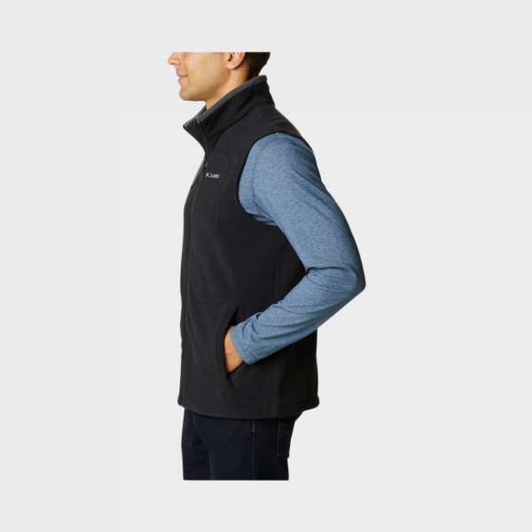 Columbia Fast Trek Fleece Logo Ανδρικο Γιλεκο Μαυρο