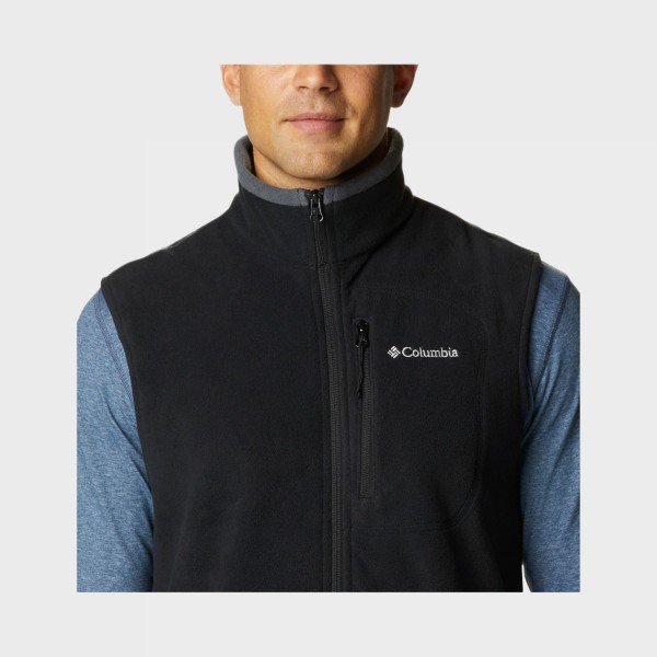 Columbia Fast Trek Fleece Logo Ανδρικο Γιλεκο Μαυρο
