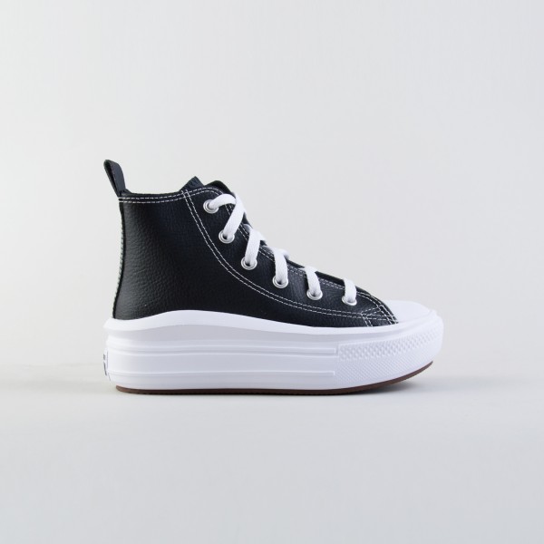 Converse Chuck Taylor All Star Move Platform Leather Παιδικο Παπουτσι Μαυρο