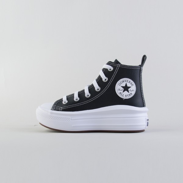 Converse Chuck Taylor All Star Move Platform Leather Παιδικο Παπουτσι Μαυρο