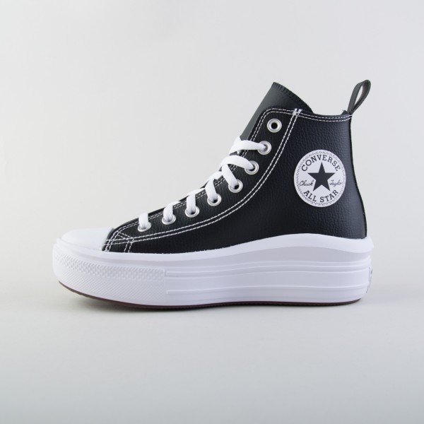 Converse Chuck Taylor All Star Move Platform Leather Γυναικειο Παπουτσι Μαυρο - Λευκο