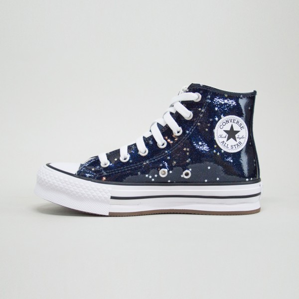 Converse All Star Eva Lift Glitter Platform Εφηβικο Παπουτσι Μπλε