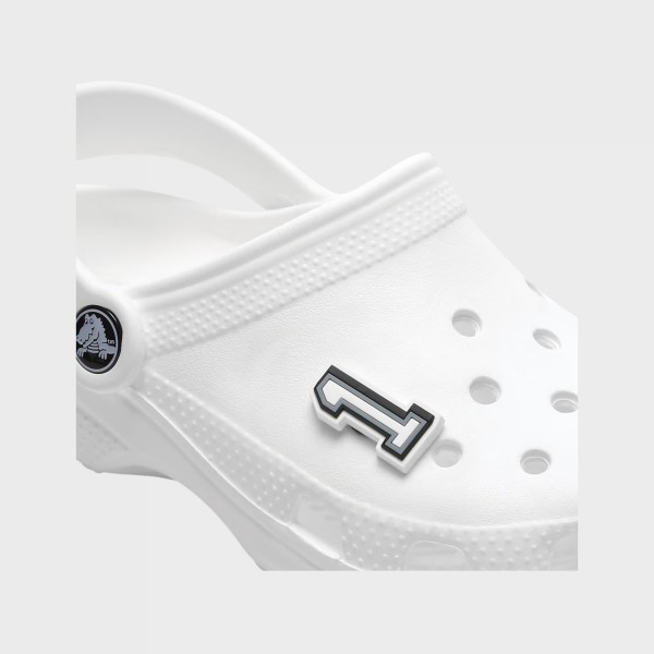 Crocs X Jibbitz Number 1 Αξεσουαρ Καρφιτσα Χρωμα Λευκο - Γκρι