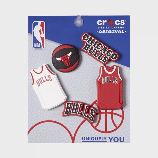 Crocs X Jibbitz NBA Chicago Bulls 5 Pieces Αξεσουαρ Καρφιτσες Πολυχρωμες