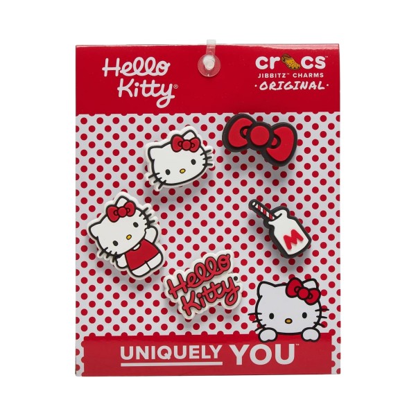 Crocs X Jibbitz Hello Kitty 5 ΤΜΧ Διακοσμητικες Καρφιτσες Λευκο - Κοκκινο