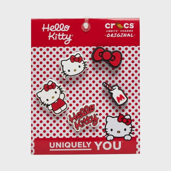 Crocs X Jibbitz Hello Kitty 5 ΤΜΧ Διακοσμητικες Καρφιτσες Λευκο - Κοκκινο