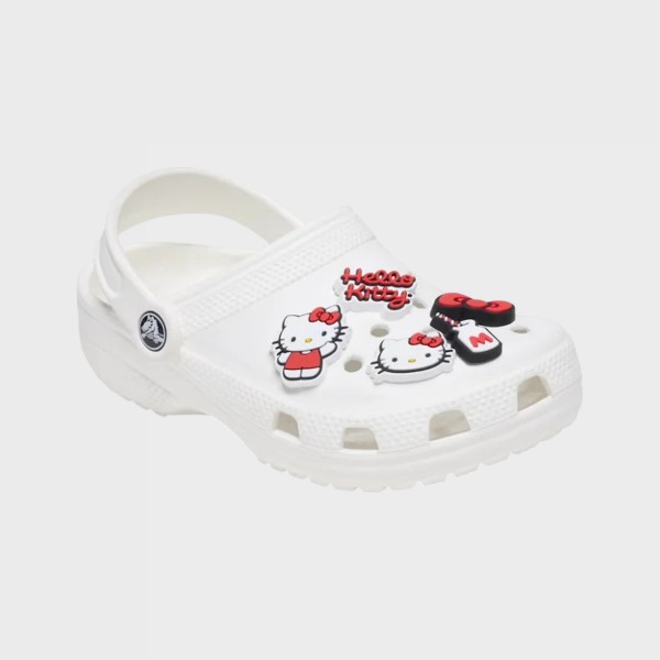 Crocs X Jibbitz Hello Kitty 5 ΤΜΧ Διακοσμητικες Καρφιτσες Λευκο - Κοκκινο