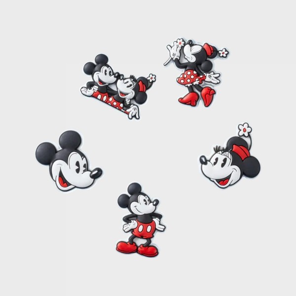 Crocs X Jibbitz Mickey And Minnie 5 ΤΜΧ Διακοσμητικες Καρφιτσες Μαυρο - Κοκκινο