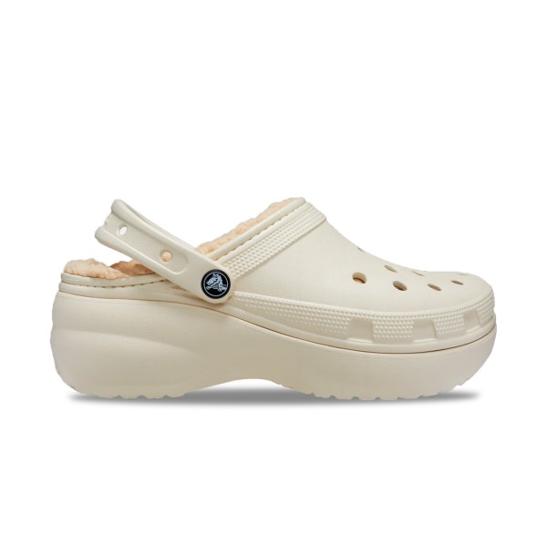 Crocs Classic Platform Lined Fur Γυναικειο Σαμπο Μπεζ