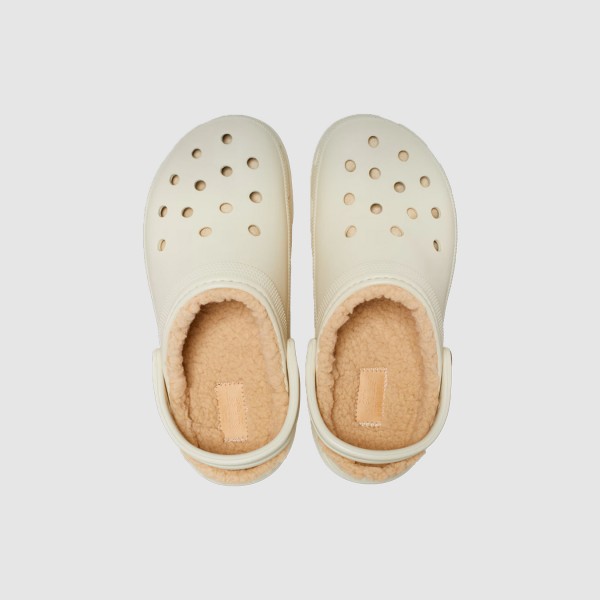 Crocs Classic Platform Lined Fur Γυναικειο Σαμπο Μπεζ