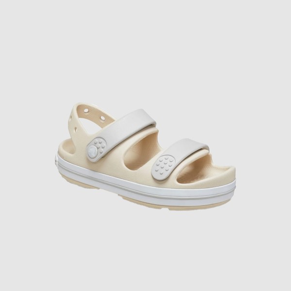 Crocs Crocband Cruiser Logo Παιδικο Πεδιλο Μπεζ - Γκρι