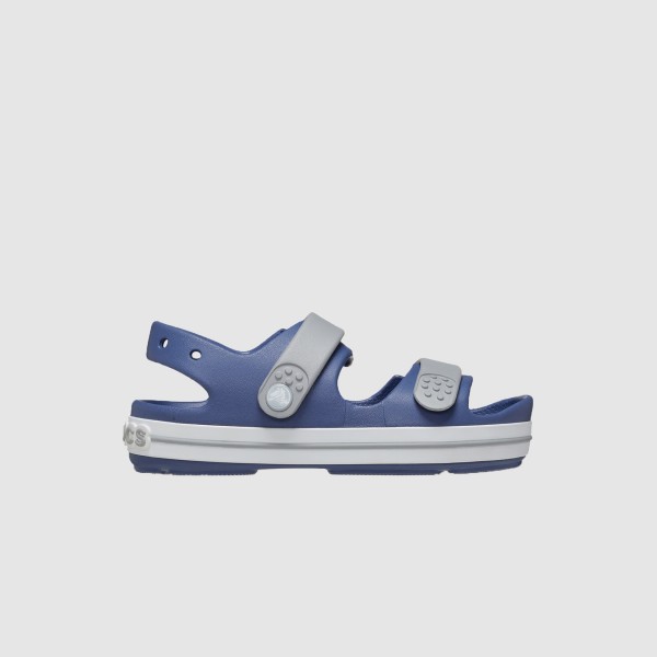 Crocs Crocband Cruiser Logo Παιδικο Πεδιλο Μπλε - Γκρι