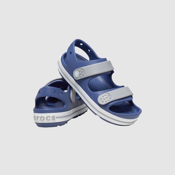 Crocs Crocband Cruiser Logo Παιδικο Πεδιλο Μπλε - Γκρι