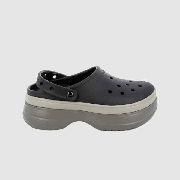 Crocs Classic Stacked Clog Γυναικεια Σαμπο Μαύρο - Γκρι