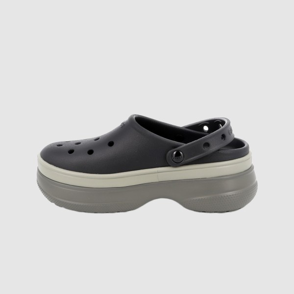 Crocs Classic Stacked Clog Γυναικεια Σαμπο Μαύρο - Γκρι